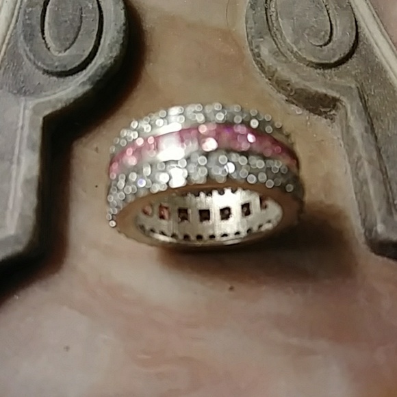 SIZE 5.5 sim. PINK white sapphire eternity band - Picture 8 of 8